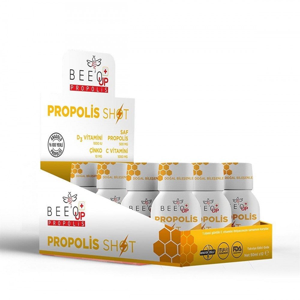 Beeo Up Propolis Çinko+D3+C Vitamini Shot - 50ml x 12 Adet