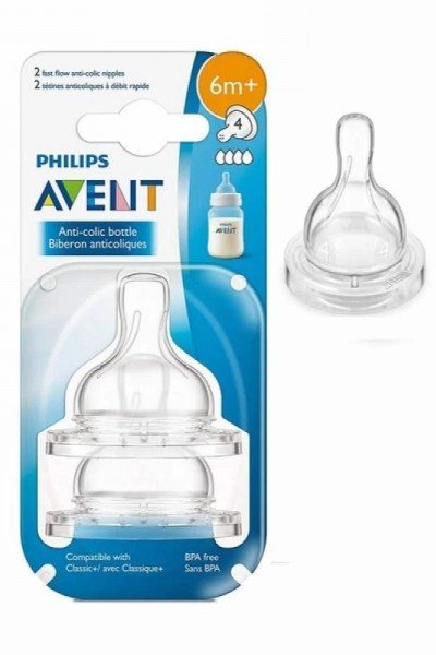 Philips Avent Classic Biberon Emziği 4 Delik 2'li 6 Ay+