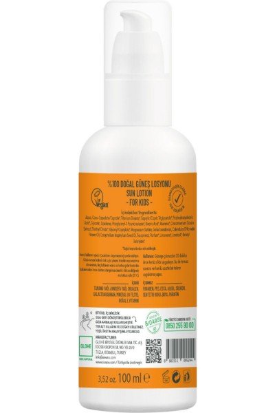 Siveno Çocuklar İçin Doğal Güneş Losyonu 100ml