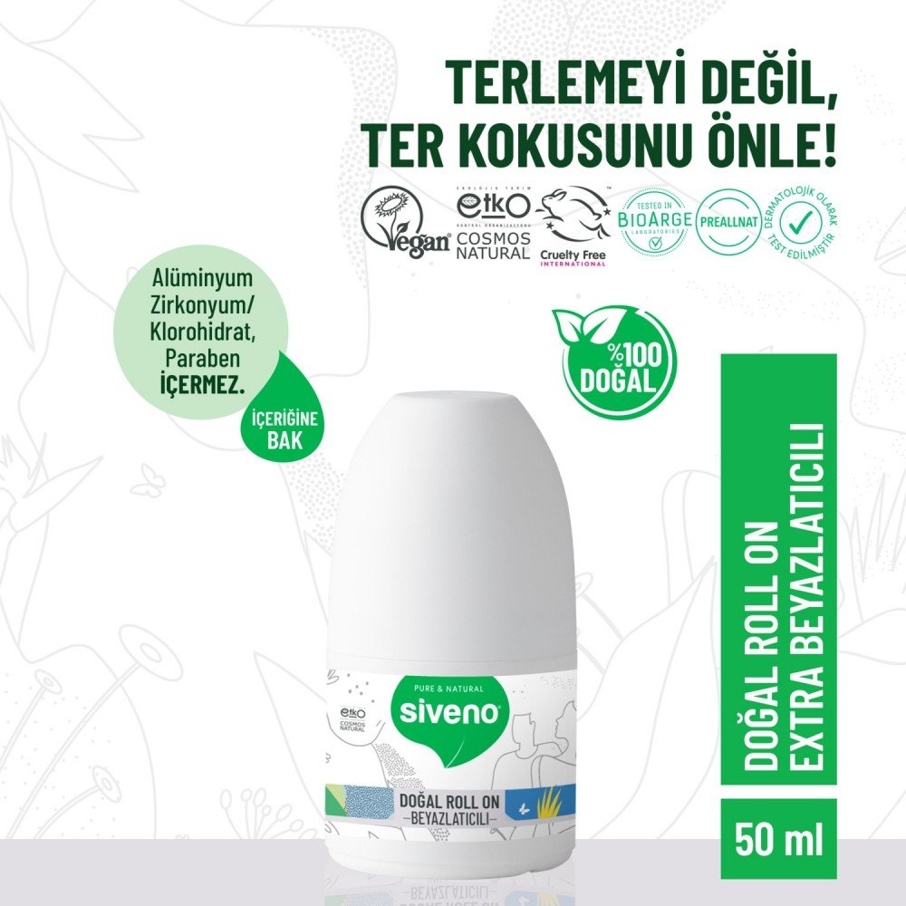 Siveno Doğal Roll-on - Beyazlatıcı Etkili 50ml