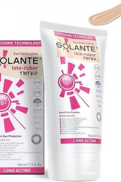 Solante Tele-Rubor Tinted SPF 50 150 ml Güneş Kremi (Hassas ve Kızarmaya Yatkın Ciltlere Özel) RENKLİ