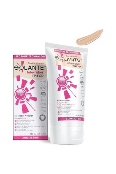 Solante Tele-Rubor Tinted SPF 50 150 ml Güneş Kremi (Hassas ve Kızarmaya Yatkın Ciltlere Özel) RENKLİ