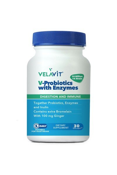 Velavit V-Probiotics Enzymes Takviye Edici Gıda 30 Kapsül